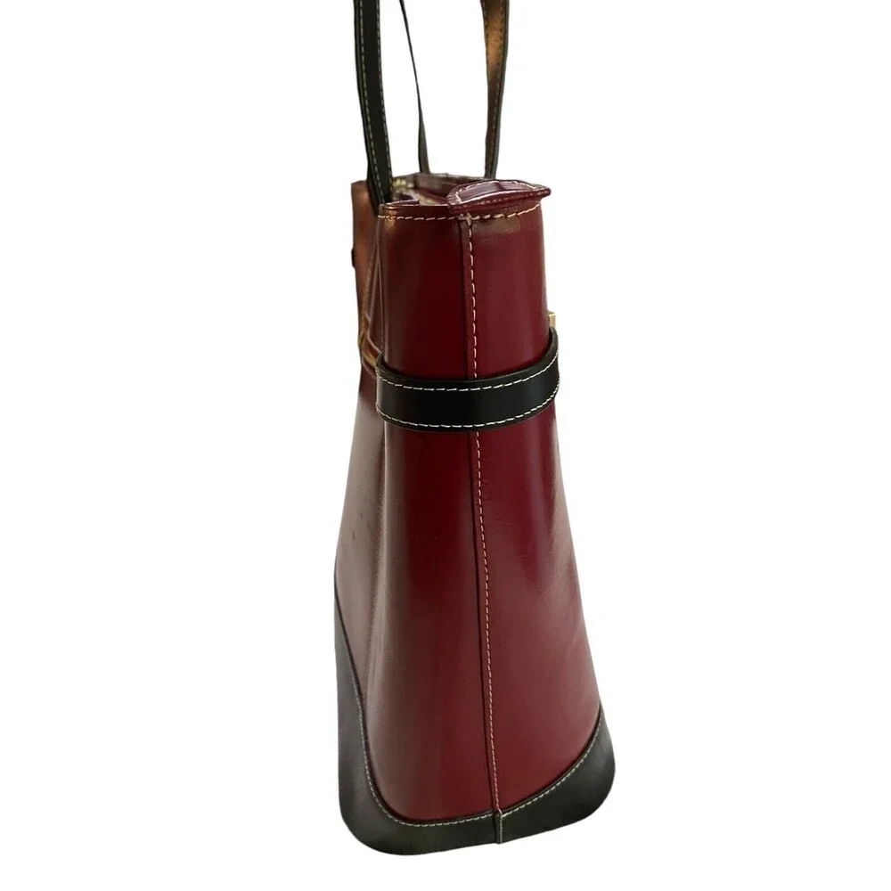 McKlein Serafina Laptop Tote Bag Burgundy Black